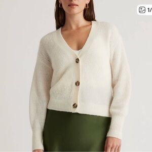 Quince Soft Ivory Alpaca and Wool Cardigan Sweater
